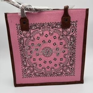 Montana West Bandana Rhinstone‎ "Howdy" Conceal Carry Tote Bag Pink Western NWT